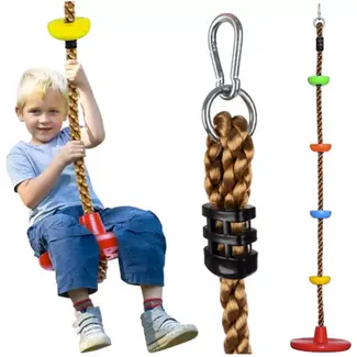 Malatec Klimtouw met schommelfunctie voor kinderen groen en bruin 2 meter lang tot 100 kg
