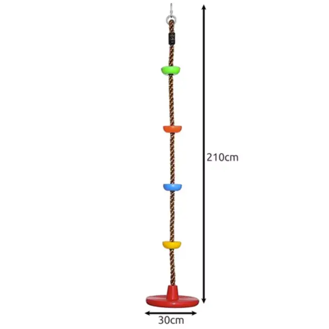 Klimtouw met schommelfunctie voor kinderen groen en bruin 2 meter lang tot 100 kg