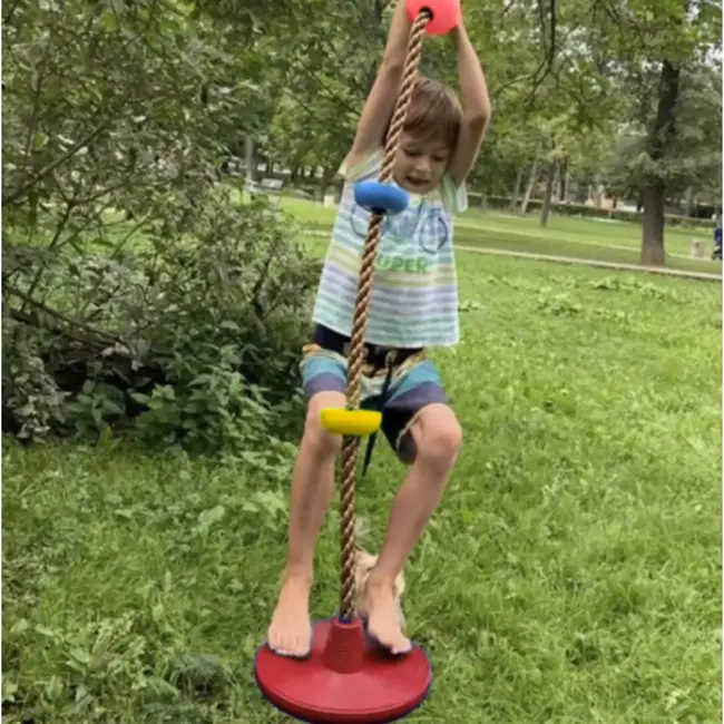 Klimtouw met schommelfunctie voor kinderen groen en bruin 2 meter lang tot 100 kg