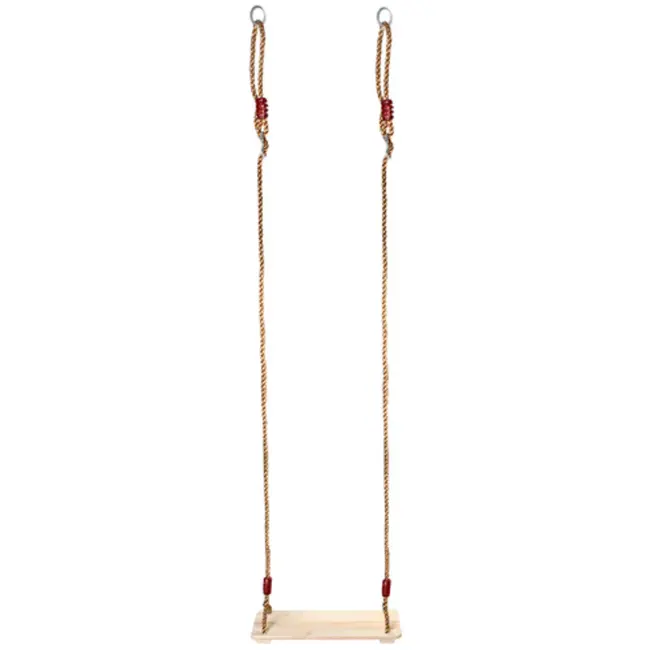 Kruzzel Houten schommel met verstelbaar touw en metalen ophangogen voor buitengebruik