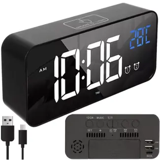 Izoxis LED Wekker – met Snooze, Spraakbediening & Temperatuur - USB-C