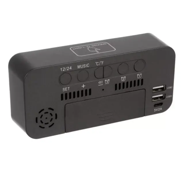 Izoxis LED Wekker – met Snooze, Spraakbediening & Temperatuur - USB-C