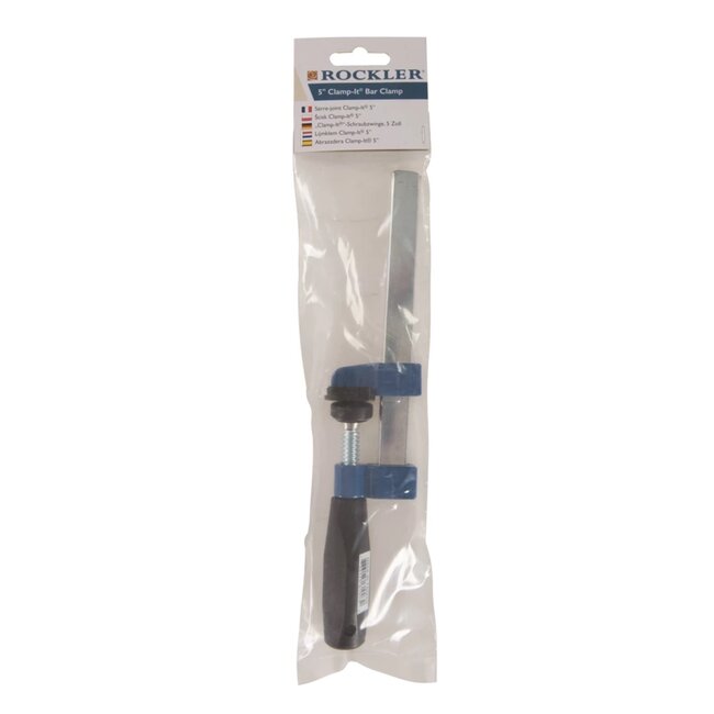 Rockler staafklem - metaal/kunststof - 90 graden hoekverlijming met winkelhaak - opening 191 mm, keel 19 mm - blauw - kastbouw