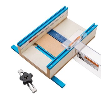Rockler Zaaggeleider kleine delen - aluminium en MDF - 90 graden, nulplaat - versteksleuf 10 x 19 mm - tafelzaag/freestafel