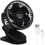 Ruhhy draadloze ventilator zwart met USB oplaadbare batterij en drie standen