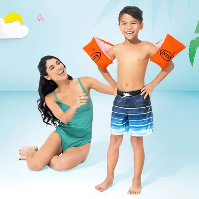 Intex zwembandjes 30x15 cm oranje voor kinderen van 6 tot 12 jaar met dubbele luchtkamers