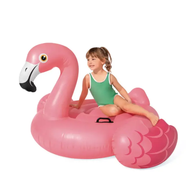 Intex flamingo luchtmatras roze 142x137 cm met handgrepen opblaasbaar zwembadfiguur
