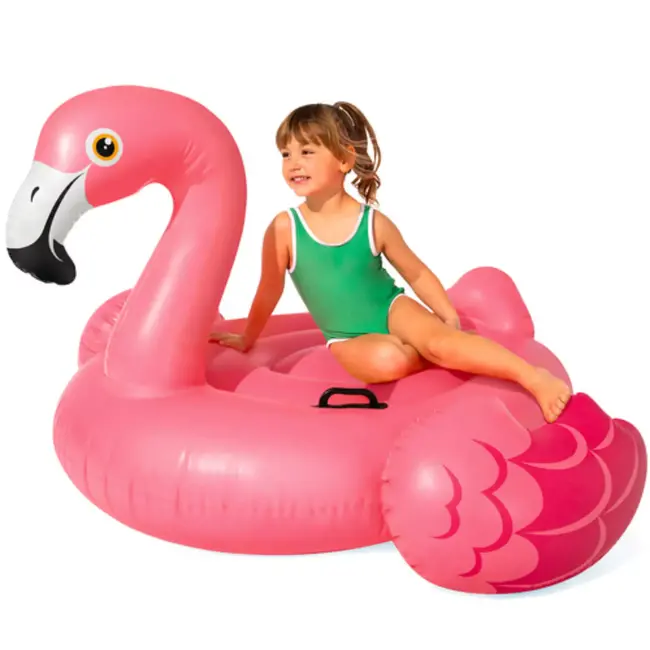 Intex flamingo luchtmatras roze 142x137 cm met handgrepen opblaasbaar zwembadfiguur