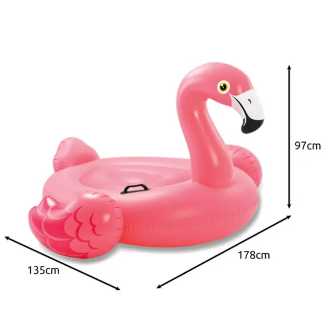 Intex flamingo luchtmatras roze 142x137 cm met handgrepen opblaasbaar zwembadfiguur