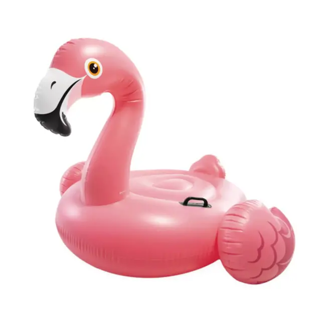 Intex flamingo luchtmatras roze 142x137 cm met handgrepen opblaasbaar zwembadfiguur