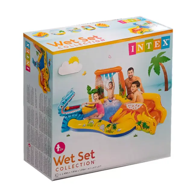 Intex opblaasbaar familiezwembad 229x147x46 cm met 2 luchtkamers en aftapplug