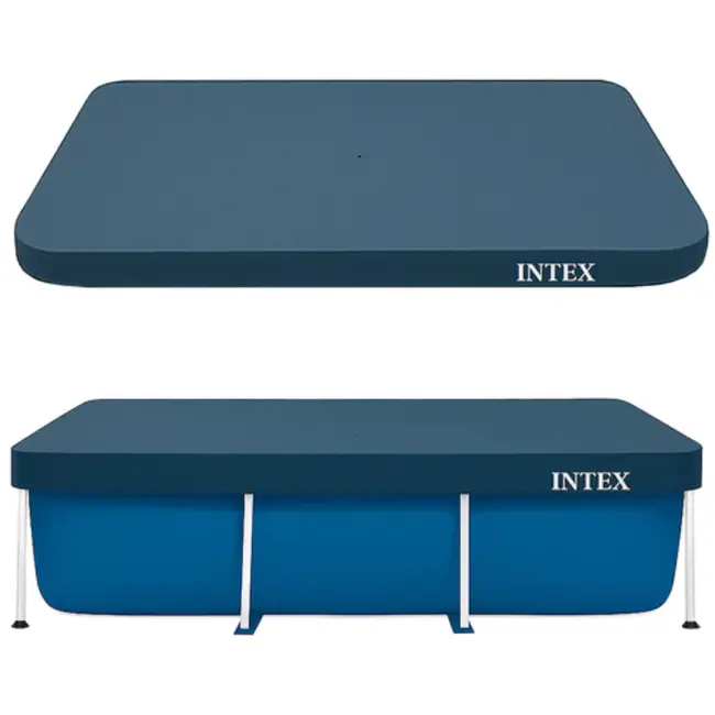 Intex afdekzeil rechthoekig 300x200 cm donkerblauw met trekkoord en afwateringsgaten