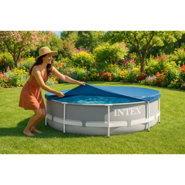 Intex Zwembadafdekking Ø 305 cm donkerblauw voor framepool met koord