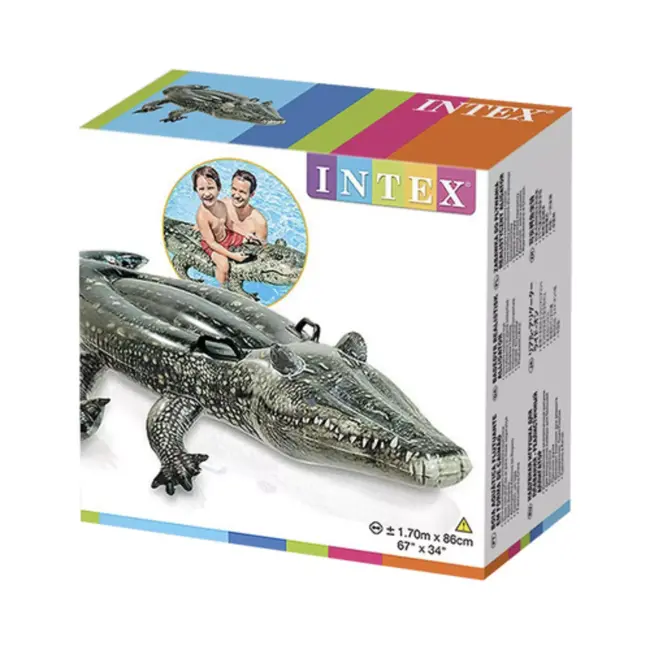 Intex Opblaasbare Krokodil Luchtmatras – 170 x 86 cm – Zwembadfiguur met Handgrepen