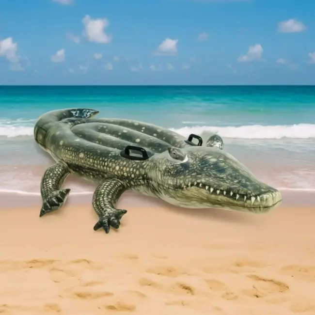 Intex Opblaasbare Krokodil Luchtmatras – 170 x 86 cm – Zwembadfiguur met Handgrepen