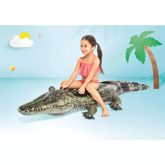 Intex Opblaasbare Krokodil Luchtmatras – 170 x 86 cm – Zwembadfiguur met Handgrepen