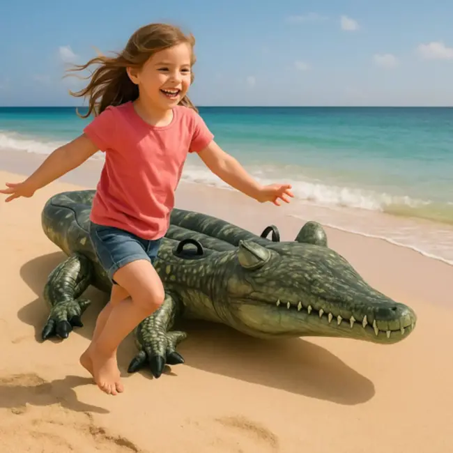 Intex Opblaasbare Krokodil Luchtmatras – 170 x 86 cm – Zwembadfiguur met Handgrepen