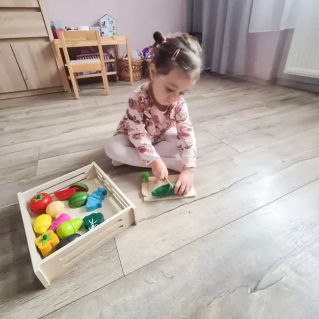 Kruzzel houten groenteset kinderen – educatief speelgoed – inclusief messen en snijplank