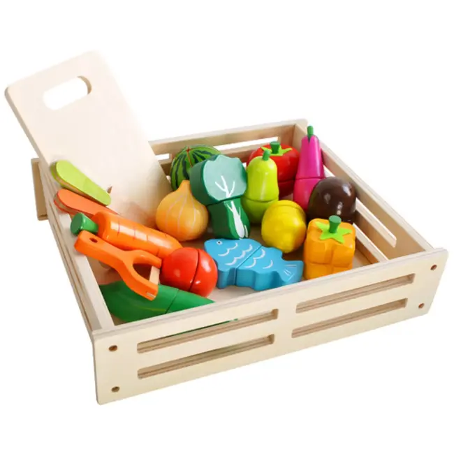 Kruzzel houten groenteset kinderen – educatief speelgoed – inclusief messen en snijplank