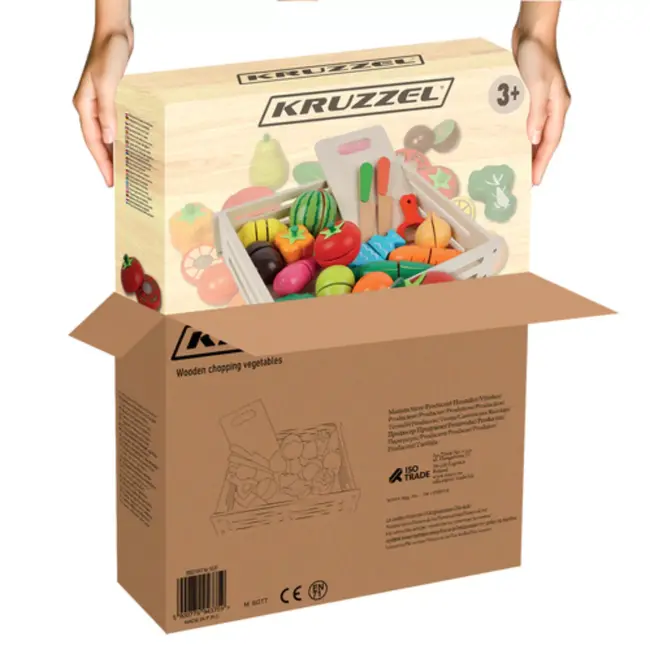Kruzzel houten groenteset kinderen – educatief speelgoed – inclusief messen en snijplank
