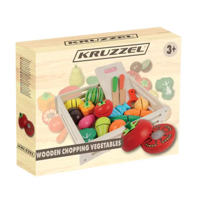Kruzzel houten groenteset kinderen – educatief speelgoed – inclusief messen en snijplank