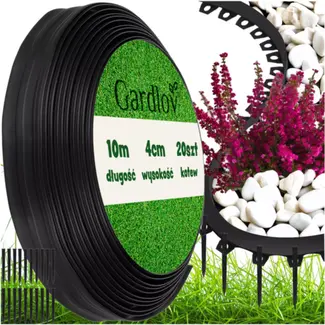 Gardlov tuinrand flexibel – 10 meter zwarte grasrand – met 20 grondpinnen