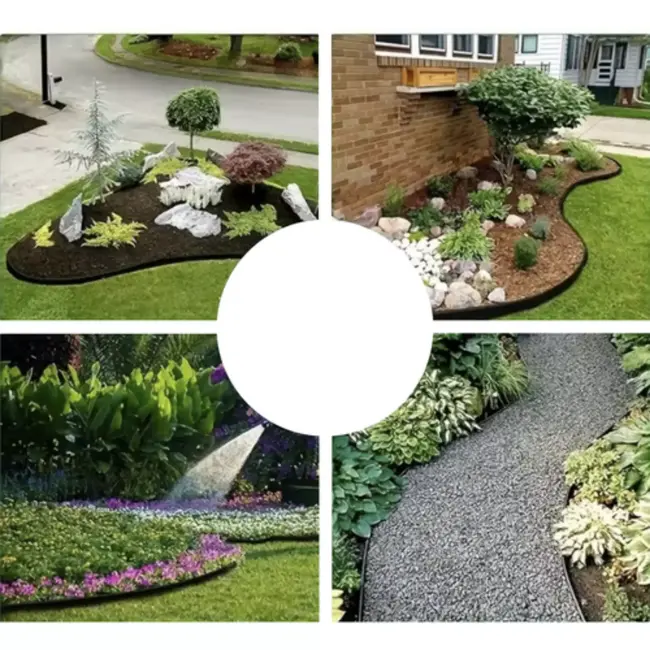 Gardlov tuinrand flexibel – 10 meter zwarte grasrand – met 20 grondpinnen