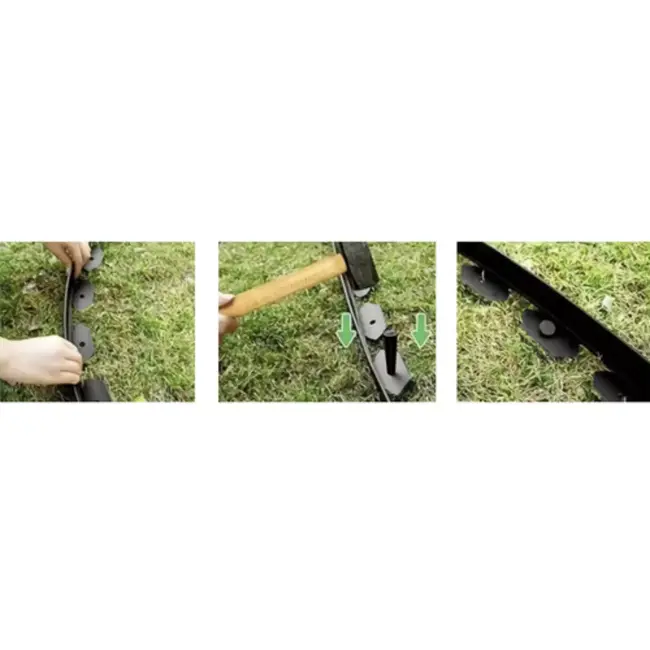 Gardlov tuinrand flexibel – 10 meter zwarte grasrand – met 20 grondpinnen