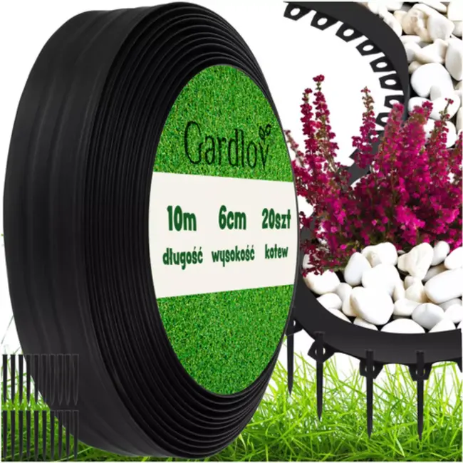 Gardlov tuinrand flexibel – 6 cm hoge grasrand – 10 meter met 20 grondpinnen