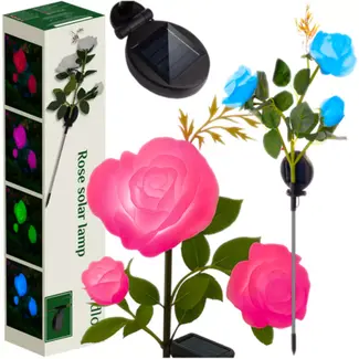 Gardlov solar rozenlamp – LED tuinverlichting met 3 bloemen – kleurrijk en weerbestendig