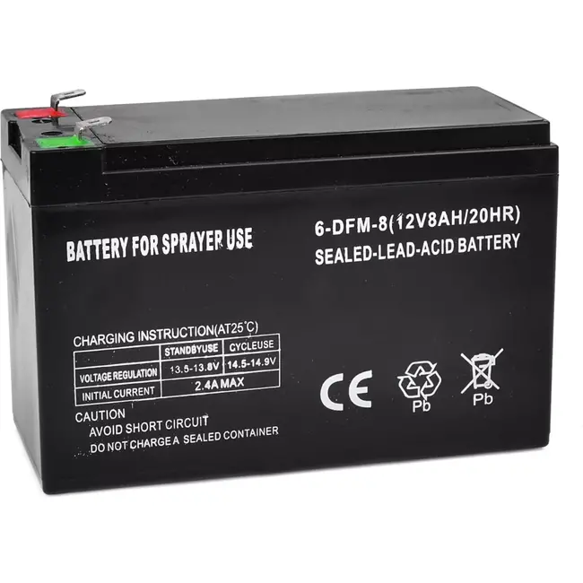 GEKO Batterij voor rugspuit - 12V 8Ah - SLA/Lithium-ion - Oplaadbaar
