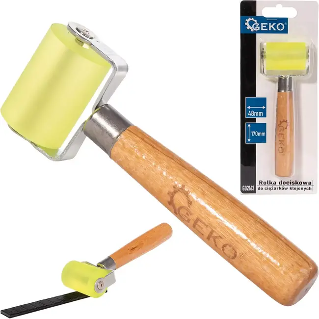 GEKO Rubberen drukroller - Houten handvat - 170x48mm - Voor plakgewichten