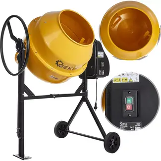GEKO Betonmixer - 200L - 1000W - Staal - Transportwielen - 56 kg