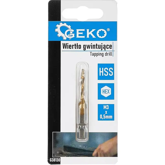 GEKO HSS Tapboor - M3 x 0.5 mm - Titanium Coating - 1/4" HEX Schacht - Voor Metaal en Kunststof