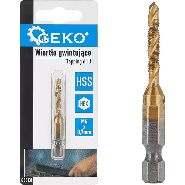 GEKO HSS Tapboor - M4 x 0.7mm - Titanium Coating - 1/4" HEX - Voor Metaal en Kunststof