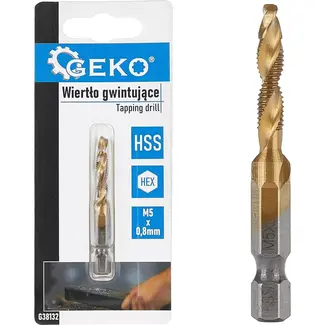 GEKO HSS Tapboor - M5 x 0.8 mm - Titanium Coating - 1/4" HEX - Voor Metaal en Kunststof