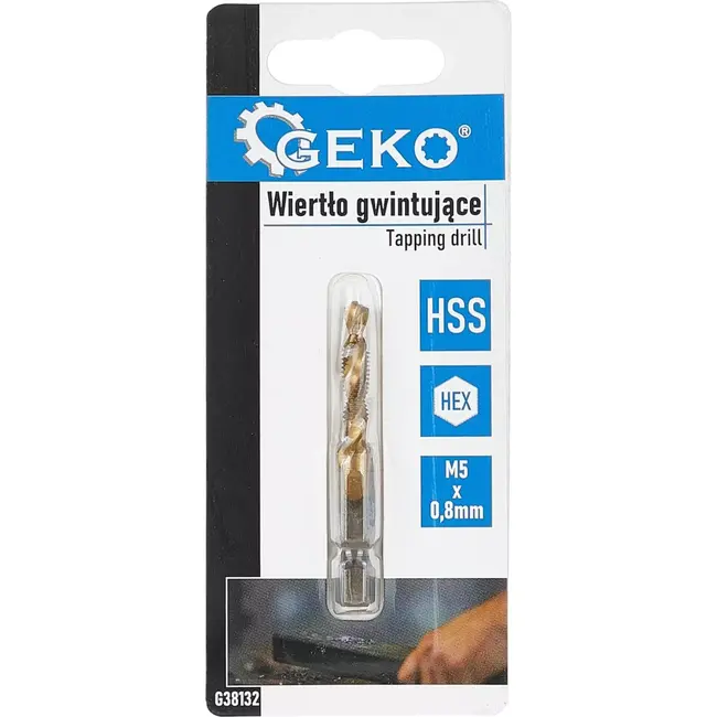 GEKO HSS Tapboor - M5 x 0.8 mm - Titanium Coating - 1/4" HEX - Voor Metaal en Kunststof