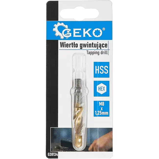 GEKO HSS Tapboor - M8 x 1,25 mm - Titanium Coating - 1/4" HEX - Metaalbewerking