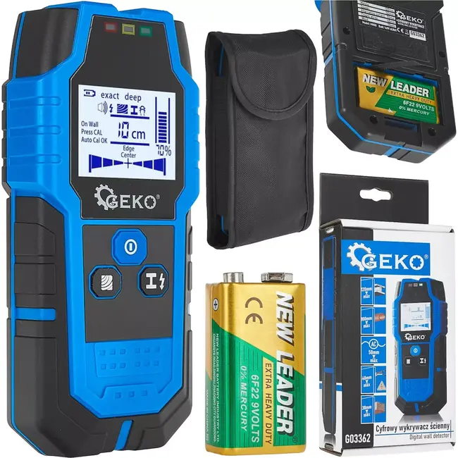 GEKO Digitale wanddetector - Kabels & leidingen - LED display - 120 mm diepte - Inclusief batterij