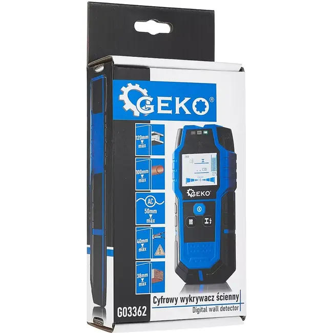 GEKO Digitale wanddetector - Kabels & leidingen - LED display - 120 mm diepte - Inclusief batterij
