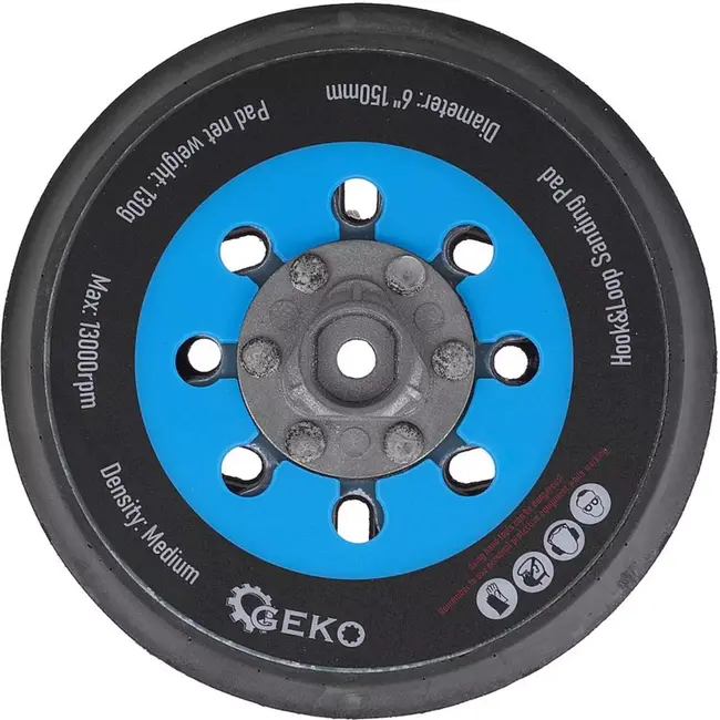 GEKO Klittenband schijf - Eccentrische schuurmachine - 150mm - Klittenbandbevestiging - Voor nat en droog schuren