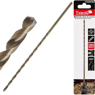 Tvardy HSS DIN1869 - Lange metaalboor - 3.0 x 150mm - Goudkleurig - Voor diepboren en precisiewerk