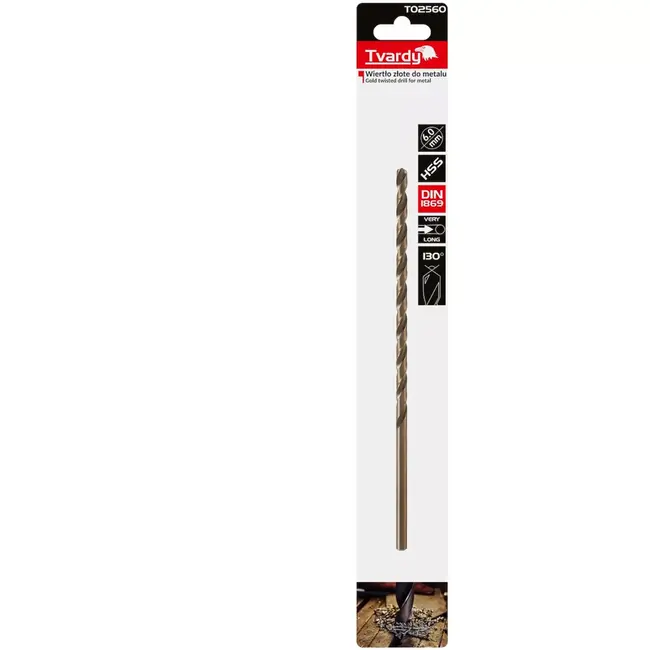 Tvardy HSS Metaalboor - Lange Twistboor - 6.0 mm - 205 mm - Goudkleurig - Voor Diepe Gaten