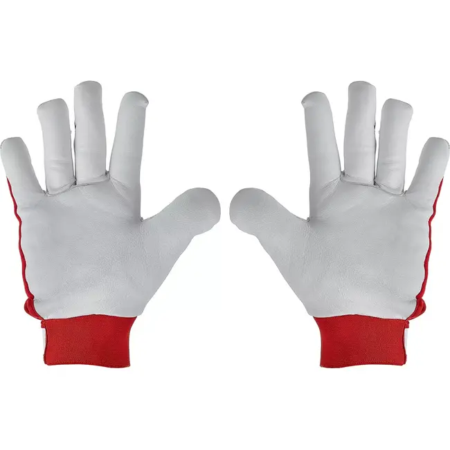 GEKO Winterhandschoenen - Geitenleer - Isolerend - Klittenband Sluiting - Maat 8 - Rood/Wit - 12 stuks