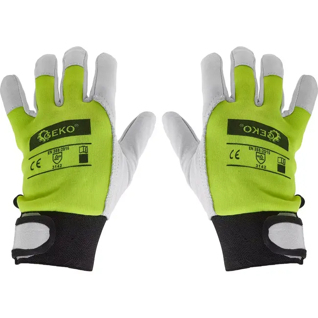 GEKO Goatskin werkhandschoenen - Velcro sluiting - Gele elastische rug - Maat 9 - 12 stuks