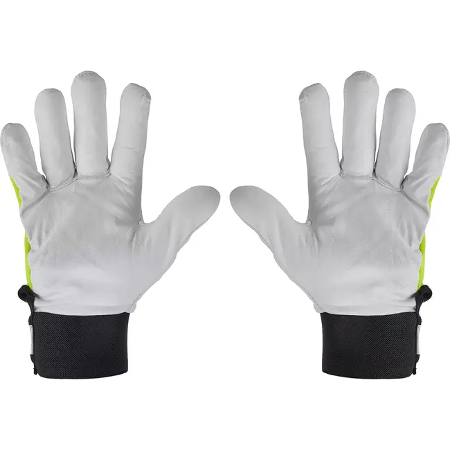 GEKO Geitenleren werkhandschoenen - Velcro sluiting - Elastisch katoen - Maat 10 - Geel - 12 stuks