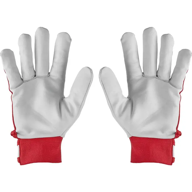 GEKO Goatskin werkhandschoenen - Klittenband sluiting - Ademend katoen - Maat 10 - Rood/wit - 12 stuks
