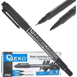 GEKO Dubbelzijdige marker - Waterproof - 2 puntdiktes - 10 stuks - Zwart