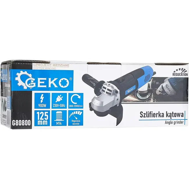 GEKO Hoekslijper - 125mm - 900W - 6 snelheden - Koperwikkeling - Ergonomisch ontwerp