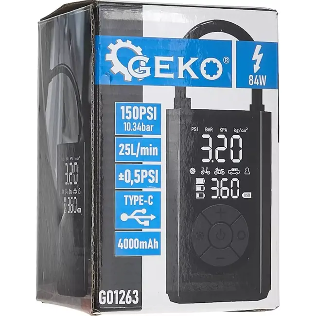 GEKO Mini compressor - 4000mAh - 84W - LED display - Automatische stop - Compact en draagbaar